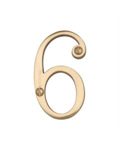 Heritage Brass C1560 6-PB Numeral 6 Face Fix 76mm (3) Polished Brass finish