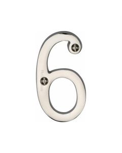Heritage Brass C1560 6-PNF Numeral 6 Face Fix 76mm (3) Polished Nickel finish