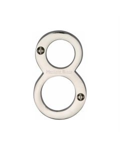 Heritage Brass C1560 8-PNF Numeral 8 Face Fix 76mm (3) Polished Nickel finish