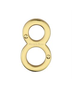 Heritage Brass C1561 8-PB Numeral 8 Face Fix 76mm (3) Polished Brass finish