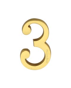 Heritage Brass Numeral 3 Concealed Fix 76mm (3") Polished Brass