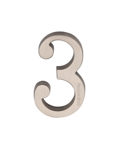Heritage Brass Numeral 3 Concealed Fix 76mm (3") Satin Nickel