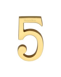 Heritage Brass Numeral 5 Concealed Fix 76mm (3") Polished Brass