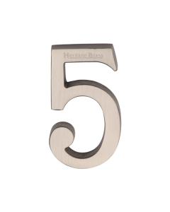 Heritage Brass Numeral 5 Concealed Fix 76mm (3") Satin Nickel