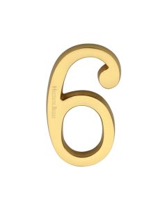 Heritage Brass Numeral 6 Concealed Fix 76mm (3") Unlacquered Brass