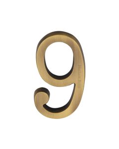 Heritage Brass Numeral 9 Concealed Fix 76mm (3) Antique Brass