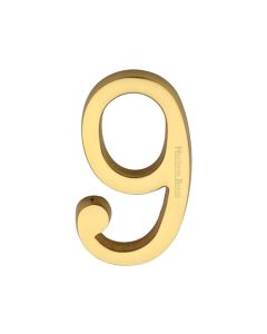 Heritage Brass Numeral 9 Concealed Fix 76mm (3) Polished Brass