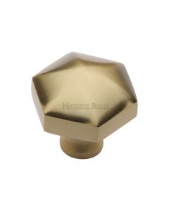 Heritage Brass C2238-SB Cabinet Knob Hexagon Design 32mm Satin Brass finish