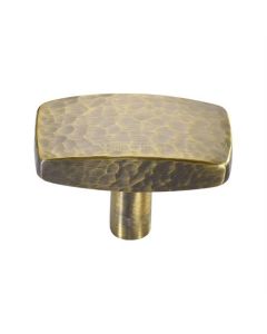 Heritage Brass C3386 47-AT Cabinet Knob Rectangular Hammered Design 47mm Antique Brass finish