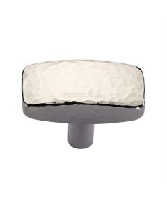 Heritage Brass C3386 47-PNF Cabinet Knob Rectangular Hammered Design 47mm Polished Nickel finish