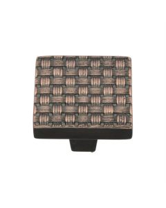 Heritage Brass C3631 32-AC Cabinet Knob Square Weave Design 32mm Aged Copper finish
