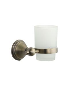 M.Marcus CAM-TUMBLER-MA Single tumbler holder with frosted glass Antique Bronze
