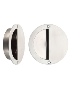 STEELWORKS Concealed Circular Flush Pull Handles 90mm in Satin Stainless Steel
