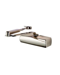 Eurospec CDG003/SNP Overhead Door Closer En3 Fixed Power C/W Fig 6 Bracket Match Cover And Armset En1154 Satin Nickel