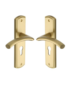 Heritage Brass CEN1048-SB Door Handle for Euro Profile Plate Centaur Design Satin Brass finish