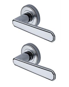 Heritage Brass CEN1924-PC Door Handle Lever Latch on Round Rose Century Design Polished Chrome finish