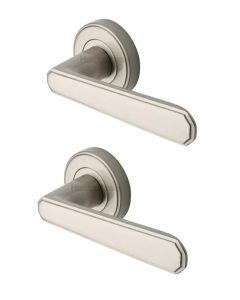 Heritage Brass CEN1924-SN Door Handle Lever Latch on Round Rose Century Design Satin Nickel finish