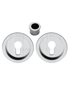 Acre & Clutton Sliding Door Flush Pull Handle Set Euro Lock Profile 57mm Satin Chrome