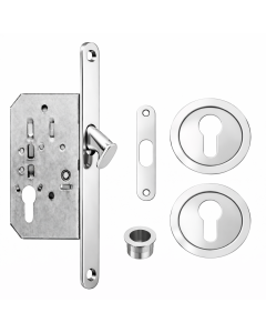Acre & Clutton Sliding Door Flush Pull Handle Set Euro Lock Profile 57mm Polished Chrome