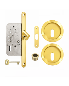 Acre & Clutton Sliding Door Flush Pull Handle Set Key Profile 57mm Polished Brass