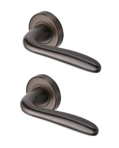 Heritage Brass COL1762-MB Door Handle Lever Latch on Round Rose Columbus Design Matt Bronze finish