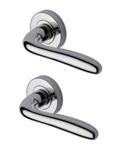 Heritage Brass COL1762-PC Door Handle Lever Latch on Round Rose Columbus Design Polished Chrome finish