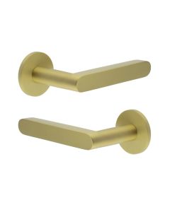 CR-101 Satin Brass Door Handle on Sprung Round Rose CR-101A1SB by Frelan