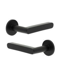 CR-101 Black Door Handle on Unsprung Round Rose CR-101A2MB by Frelan