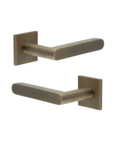 CR-101 Antique Brass Door Handle on Sprung Square Rose CR-101B1AB by Frelan