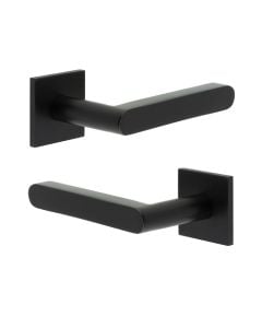 CR-101 Black Door Handle on Unsprung Square Rose CR-101B2MB by Frelan