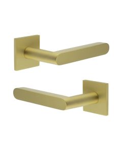 CR-101 Satin Brass Door Handle on Sprung Square Rose CR-101B1SB by Frelan