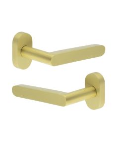 CR-101 Satin Brass Multi Point Oval Rose Door Handle CR-101C4SB by Frelan