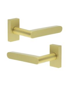 CR-101 Satin Brass Multi Point Rectangular Rose Door Handle CR-101D4SB by Frelan