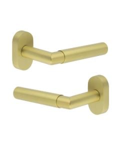 CR-102 Satin Brass Multi Point Oval Rose Door Handle CR-102C4SB by Frelan