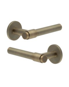 CR-103 Antique Brass Door Handle on Sprung Round Rose CR-103A1AB by Frelan