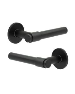 CR-103 Black Door Handle on Unsprung Round Rose CR-103A2MB by Frelan