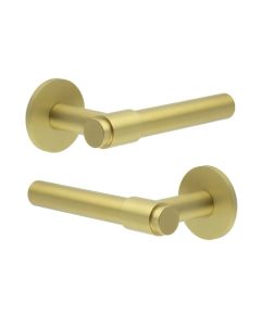 CR-103 Satin Brass Door Handle on Sprung Round Rose CR-103A1SB by Frelan