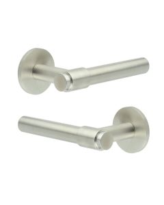 CR-103 Satin Stainless Steel Door Handle on Sprung Round Rose CR-103A1SSS by Frelan