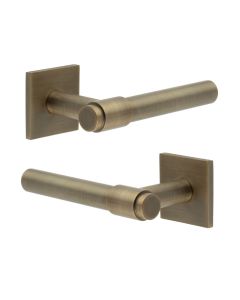 CR-103 Antique Brass Door Handle on Sprung Square Rose CR-103B1AB by Frelan