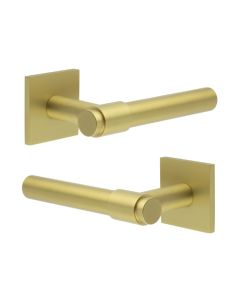 CR-103 Satin Brass Door Handle on Unsprung Square Rose CR-103B2SB by Frelan