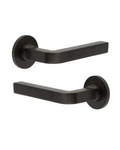 CR-104 Dark Bronze Door Handle on Unsprung Round Rose CR-104A2DB by Frelan