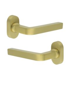 CR-104 Satin Brass Multi Point Oval Rose Door Handle CR-104C4SB by Frelan