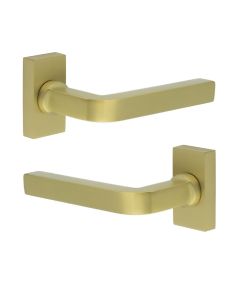 CR-104 Satin Brass Multi Point Rectangular Rose Door Handle CR-104D4SB by Frelan