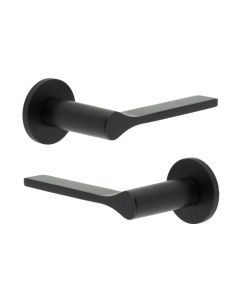 CR-105 Black Door Handle on Sprung Round Rose CR-105A1MB by Frelan