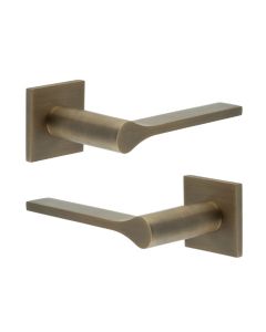 CR-105 Antique Brass Door Handle on Sprung Square Rose CR-105B1AB by Frelan