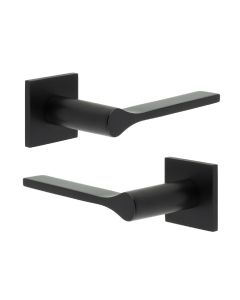 CR-105 Black Door Handle on Unsprung Square Rose CR-105B2MB by Frelan