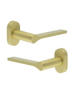 CR-105 Satin Brass Multi Point Oval Rose Door Handle CR-105C4SB by Frelan