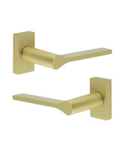 CR-105 Satin Brass Multi Point Rectangular Rose Door Handle CR-105D4SB by Frelan