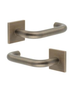 CR-106 Antique Brass Door Handle on Sprung Square Rose CR-106B1AB by Frelan