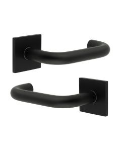 CR-106 Black Door Handle on Unsprung Square Rose CR-106B2MB by Frelan